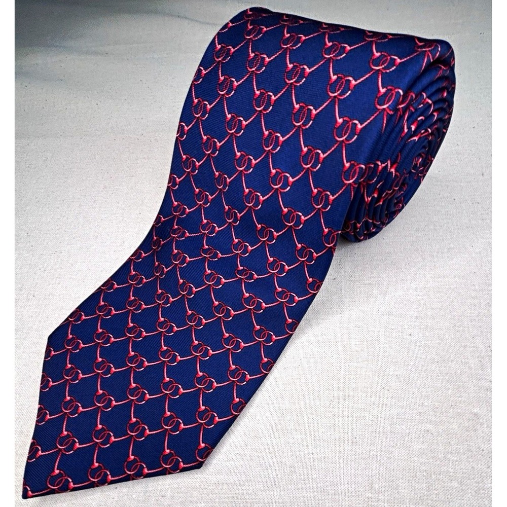 Brooks Brothers Men's Silk Geometric Tie Blue/Red Woven Pointed One‎ Size 010